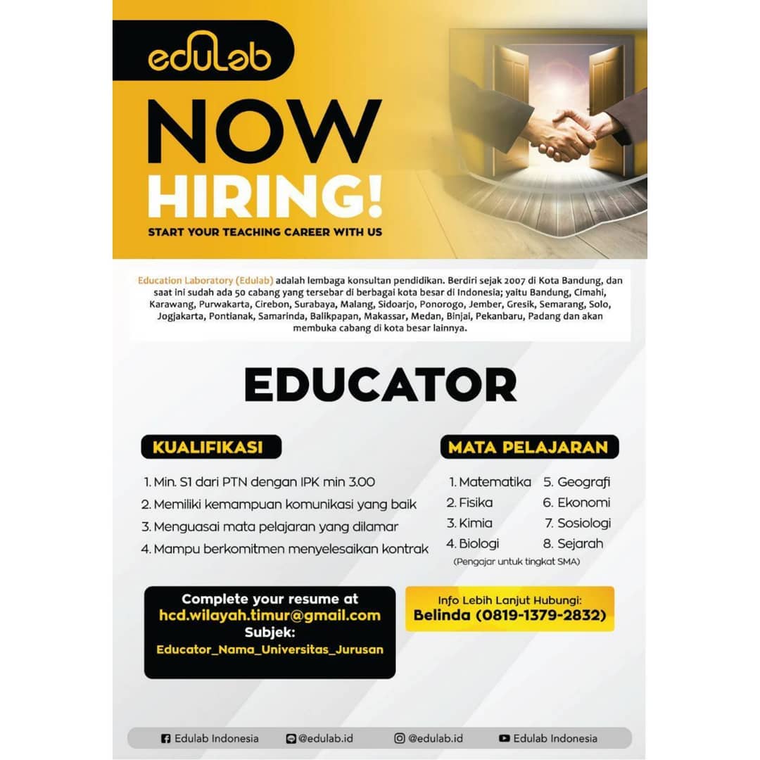 Edulab Now Hiring : EDUCATOR